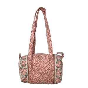 Vera Bradley Mini Shoulder Duffle Bag Purse Vintage RARE Pink Rose 90s Indiana